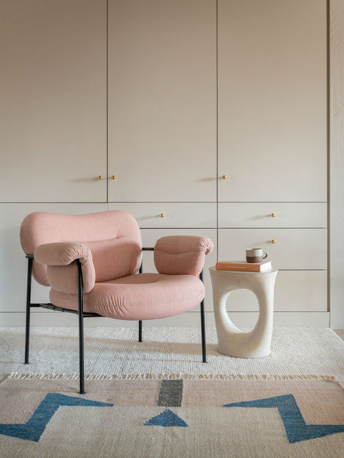minimalist wardrobe and modern pink armchair pearl loft
