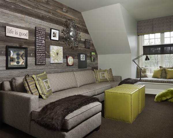 decorative gray wall and shades of gray in a living room